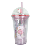 Ποτήρι Πλαστικό με Καπάκι και Καλαμάκι Unicorn 450ml SDS-24787