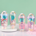 Ποτήρι Πλαστικό με Καπάκι και Καλαμάκι Unicorn 450ml SDS-24797