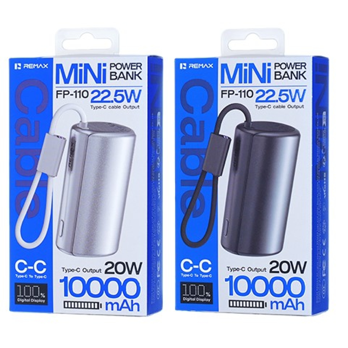 Power Bank 10000mAh 22.5W PD με Ενσωματωμένο Καλώδιο USB-C και Οθόνη LED Remax FP-110 - Image 5