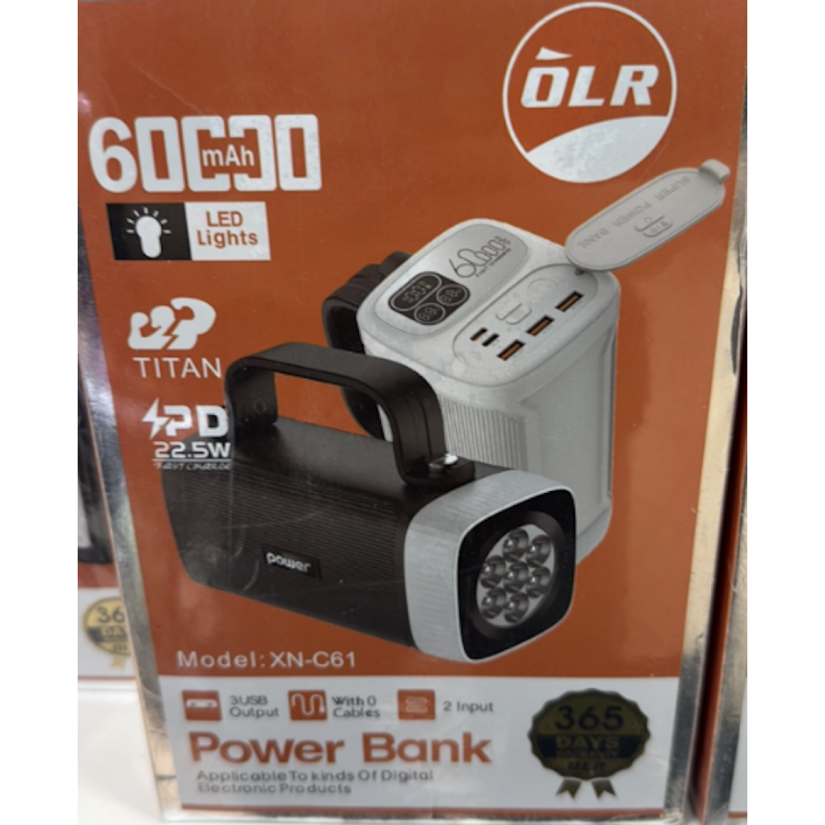 Power Bank 60000mAh με Φακό LED και PD 22.5W OLR XN-C61 - Image 2