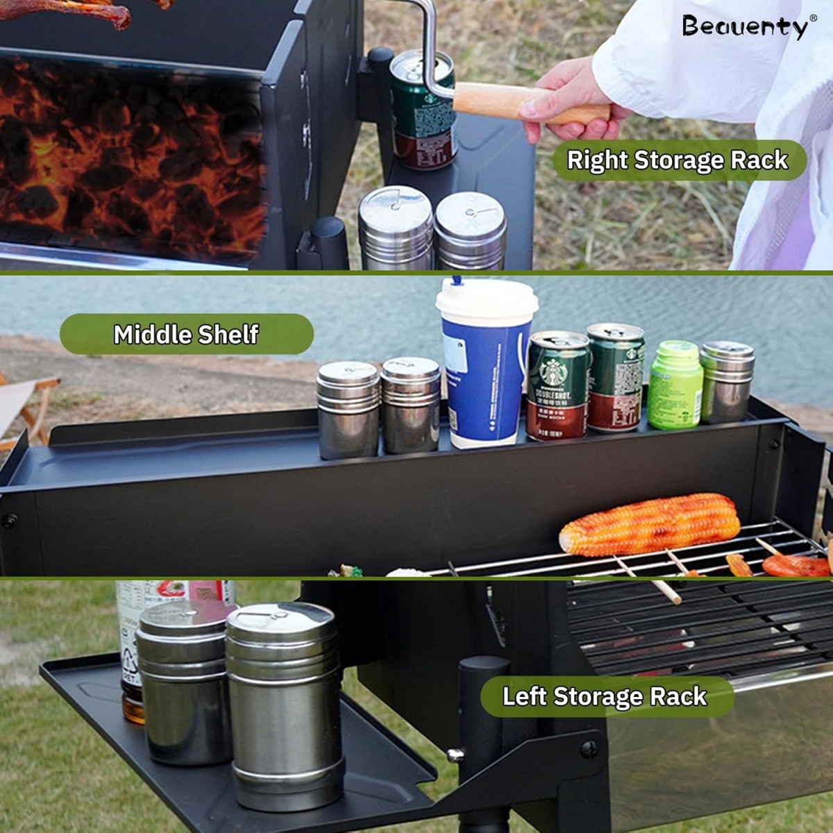 Ψησταριά Κάρβουνου BBQ με Ρυθμιζόμενο Ύψος 66x30cm K601 - Image 2