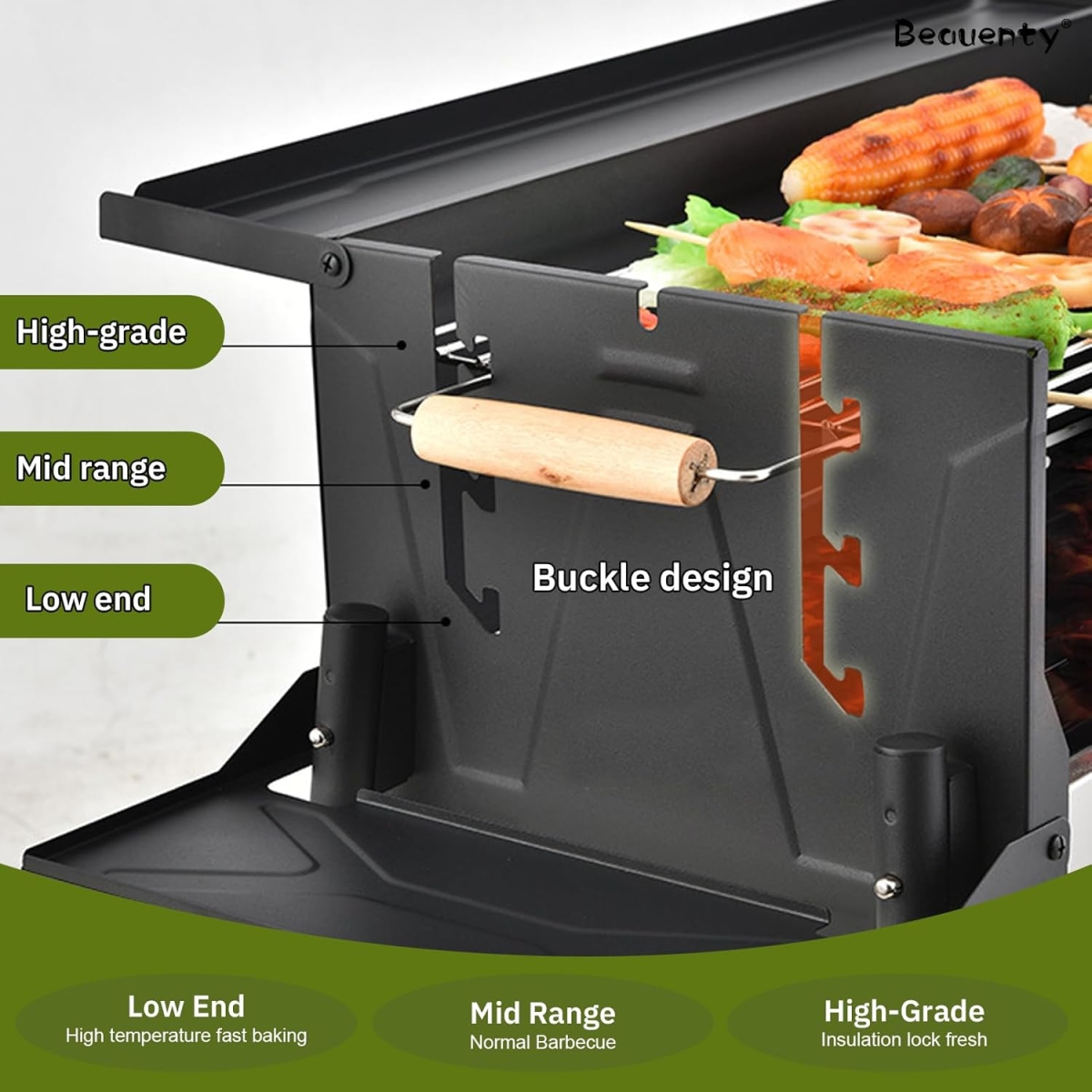 Ψησταριά Κάρβουνου BBQ με Ρυθμιζόμενο Ύψος 66x30cm K601 - Image 9