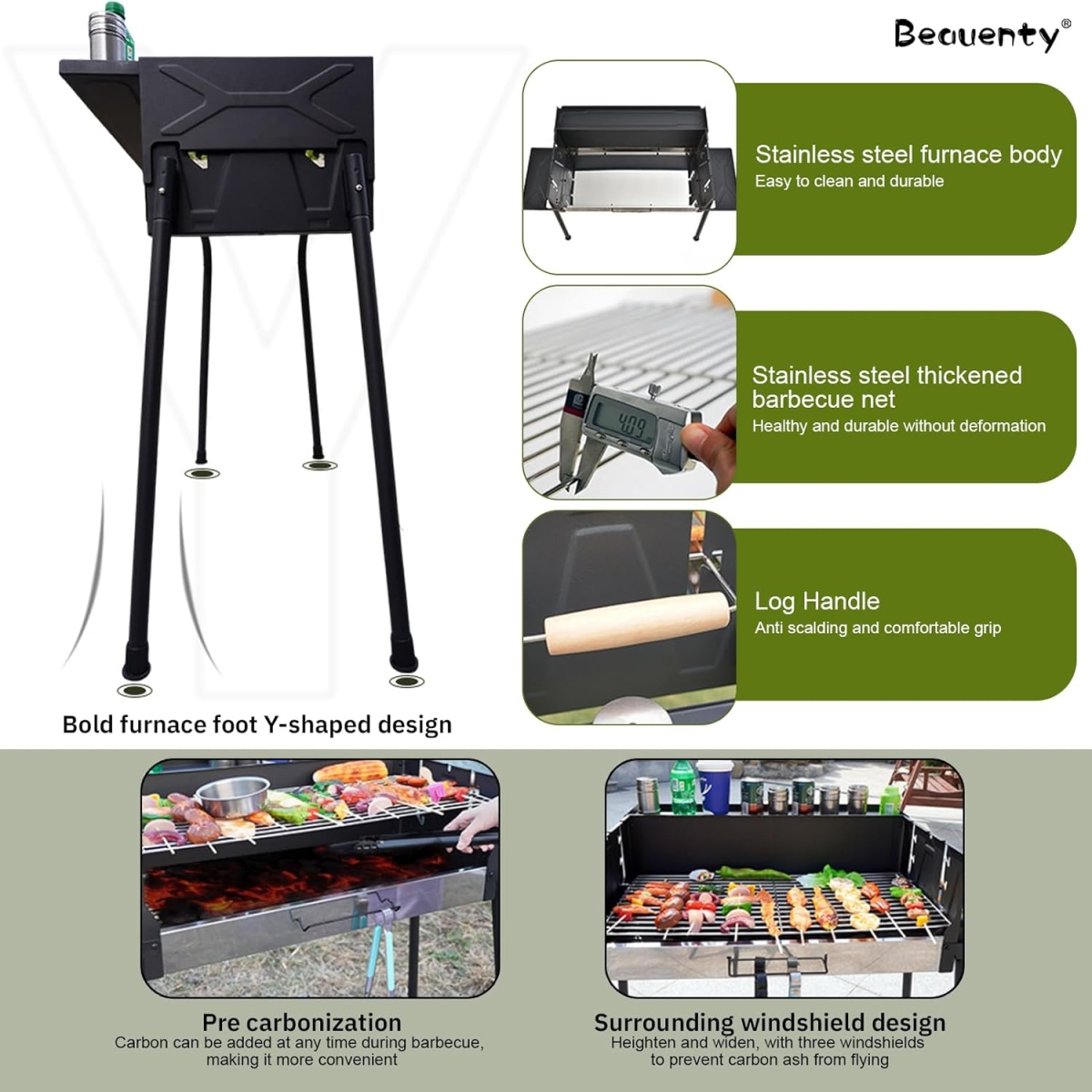 Ψησταριά Κάρβουνου BBQ με Ρυθμιζόμενο Ύψος 66x30cm K601 - Image 7