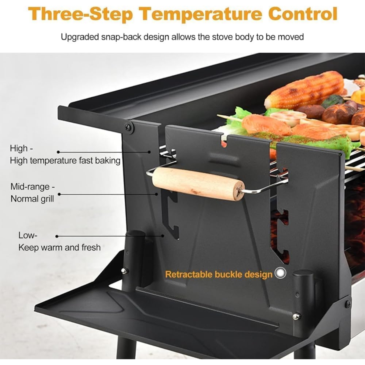 Ψησταριά Κάρβουνου BBQ με Ρυθμιζόμενο Ύψος 66x30cm K601 - Image 4