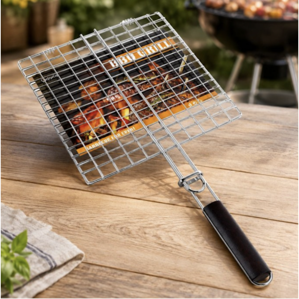 Σχάρα Ψησίματος BBQ Διπλή με Λαβή 30x30cm Y-204 - Image 2
