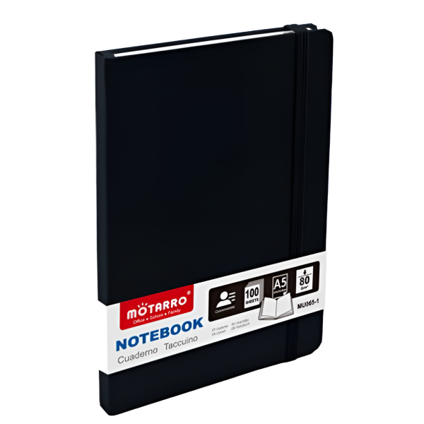 Σημειωματάριο A5 100 Φύλλων 80gsm Μαύρο Motarro MU065-1