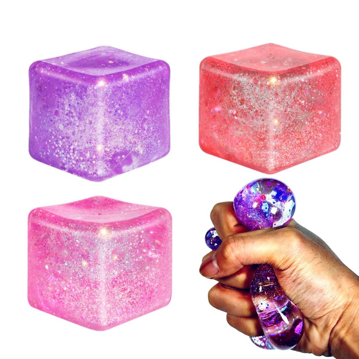 Squishy Παιχνίδι Anti-Stress Glitter Cube 86820 - Image 4