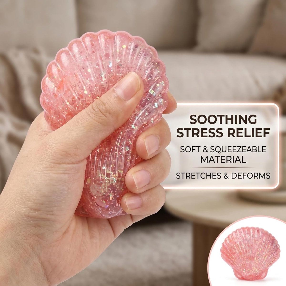 Squishy Παιχνίδι Anti-Stress Glitter Κοχύλι 86818 - Image 5