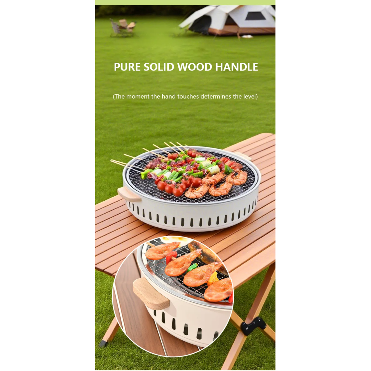 Στρογγυλή Φορητή Ψησταριά Κάρβουνου BBQ 35x31x11cm K-705 - Image 5