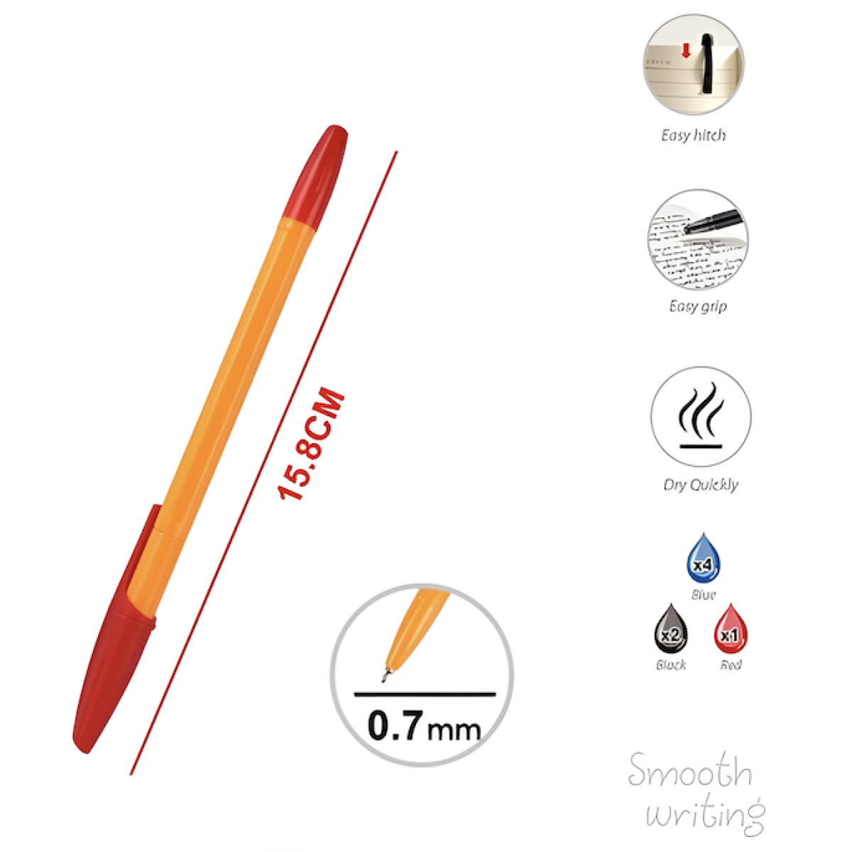 Στυλό 3 Xρωμάτων 0.7mm Σετ 7τμχ Motarro MC214-3