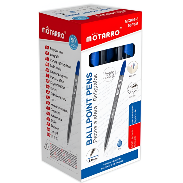 Στυλό Διαρκείας Μπλε Σετ 50 Τεμαχίων 1.0mm Motarro MC009-8