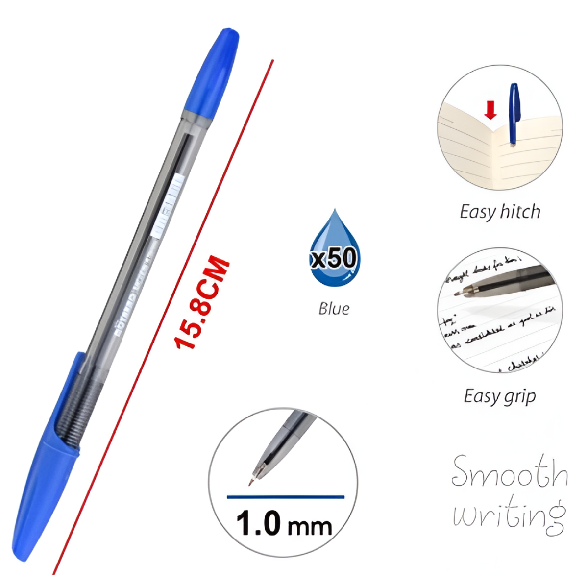 Στυλό Διαρκείας Μπλε Σετ 50 Τεμαχίων 1.0mm Motarro MC009-8