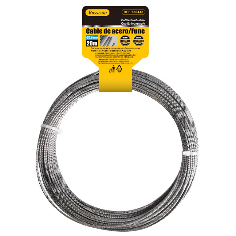 Συρματόσχοινο Ατσάλινo 2mm x 20m Bossram 869448