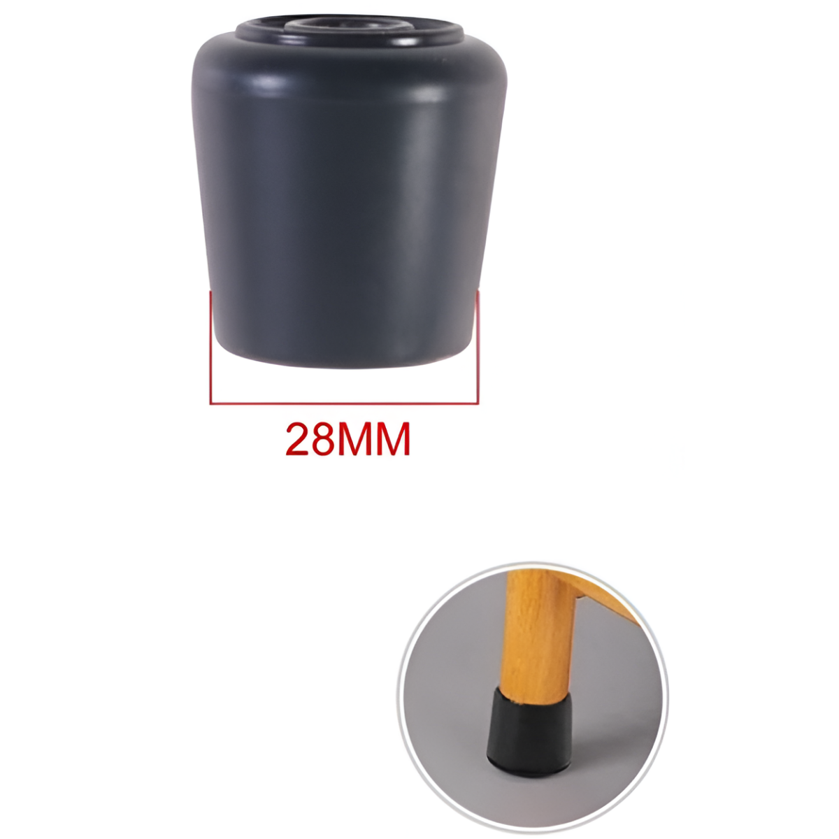 Τάπες Καρεκλών Καουτσούκ Ø28mm Σετ 4 Τεμαχίων BossTools 655781