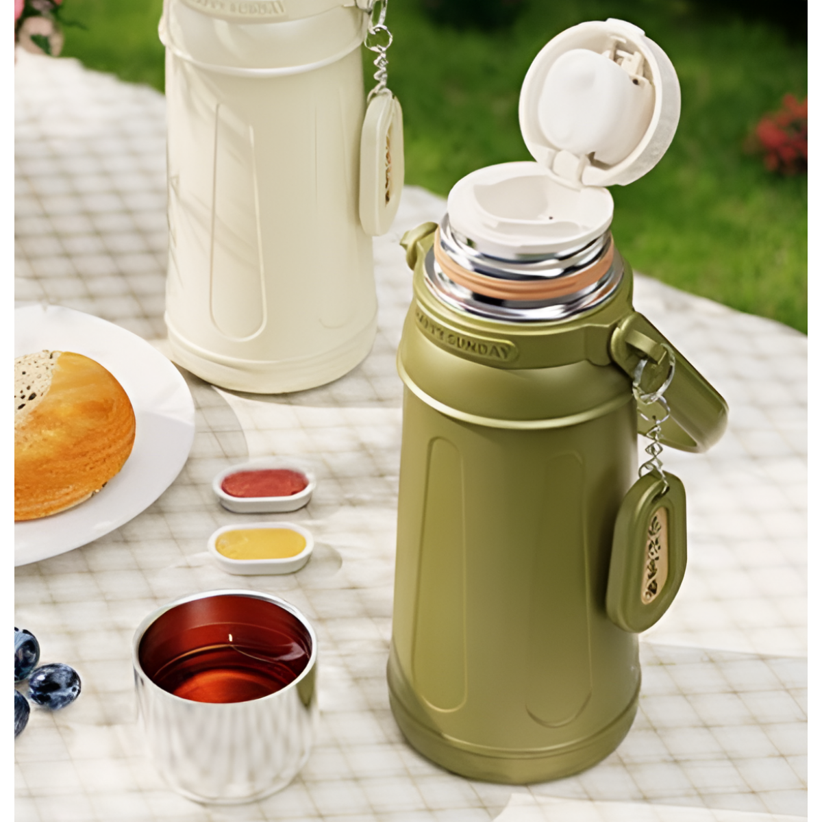 Θερμός Ανοξείδωτο Vacuum 700ml με Χερούλι SDS-27194