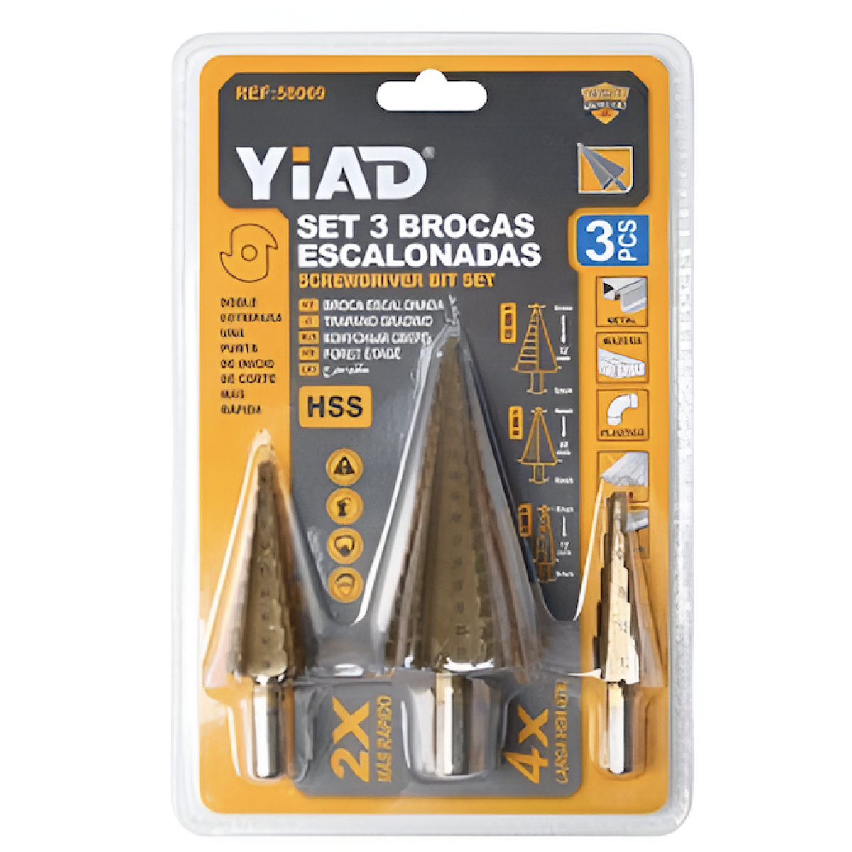 Τρυπάνια Κωνικά Βηματικά HSS Σετ 3τμχ YiAD 58069 - Image 2
