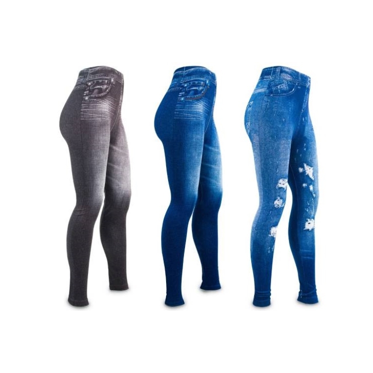 Τζιν Κολάν Slim N Lift Caresse Jeans Σετ 3 Τεμαχίων Μαύρο/Μπλε/Ripped (S/M)