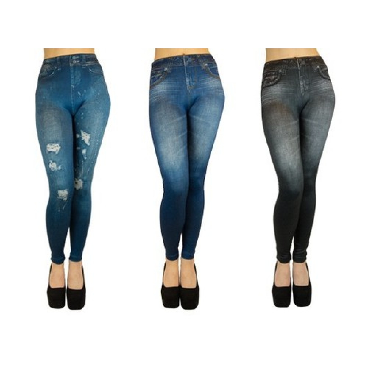 Τζιν Κολάν Slim N Lift Caresse Jeans Σετ 3 Τεμαχίων Μαύρο/Μπλε/Ripped (S/M) - Image 11