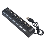 USB 2.0 Hub 7 Θυρών με Σύνδεση USB-A – Μαύρο, Ταχύτητα 480Mbps, Μεμονωμένοι Διακόπτες On/Off