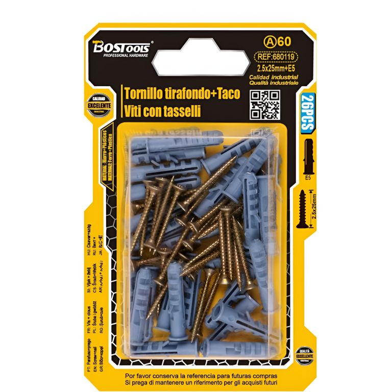 Βίδες 2.5x25mm & Ούπα 5x25mm Σετ 26 Τεμαχίων BossTools 680119