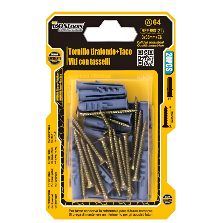 Βίδες 3x35mm & Ούπα E6 Σετ 20 Τεμαχίων BossTools 680121