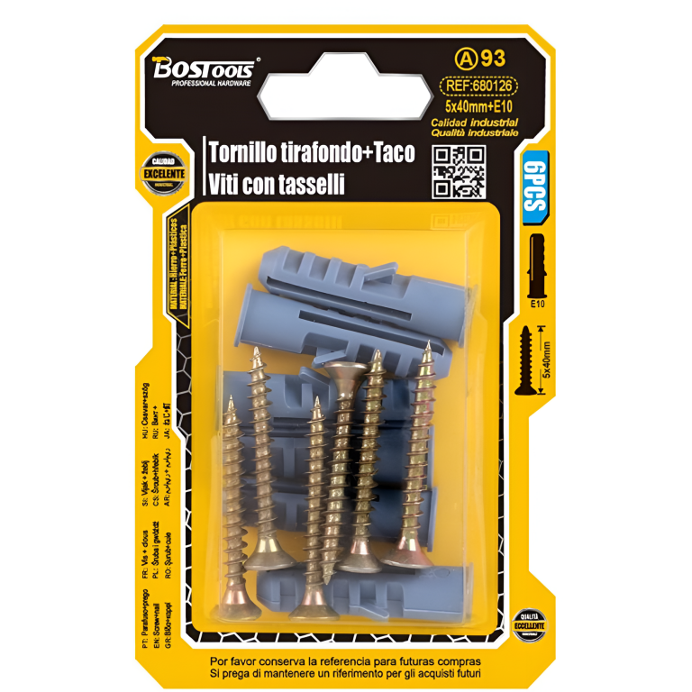 Βίδες 5x40mm & Ούπα E10 Σετ 6 Τεμαχίων BossTools 680126