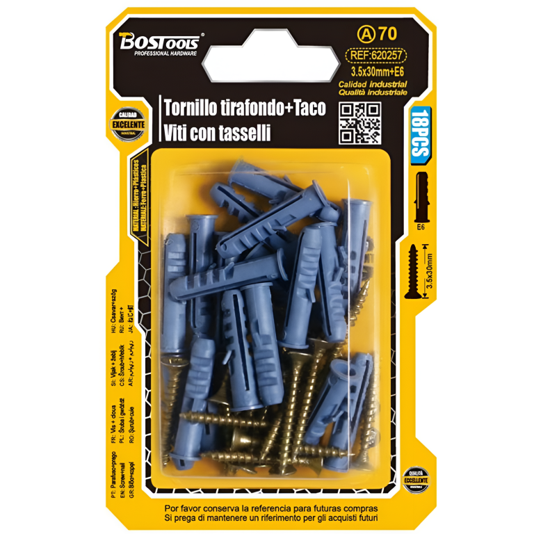 Βίδες με Ούπα 3.5x30mm E6 Σετ 18 Τεμαχίων Bostools 620257