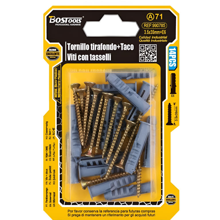 Βίδες με Ούπα 3.5x35mm E6 Σετ 14τμχ Bostools 990785