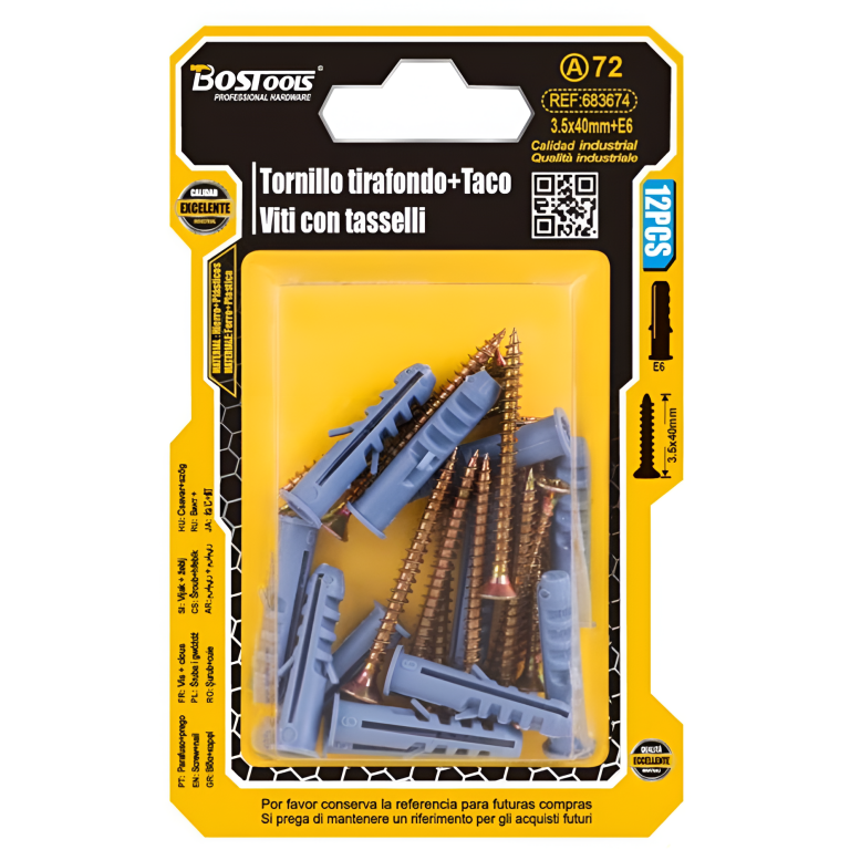 Βίδες με Ούπα 3.5x40mm E6 12τμχ BosTools 683674