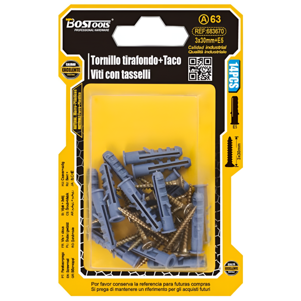 Βίδες με Ούπα 3x30mm E5 14τμχ BosTools 683670