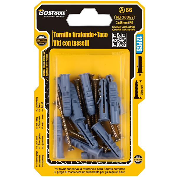 Βίδες με Ούπα 3x45mm E6 12τμχ BosTools 683672