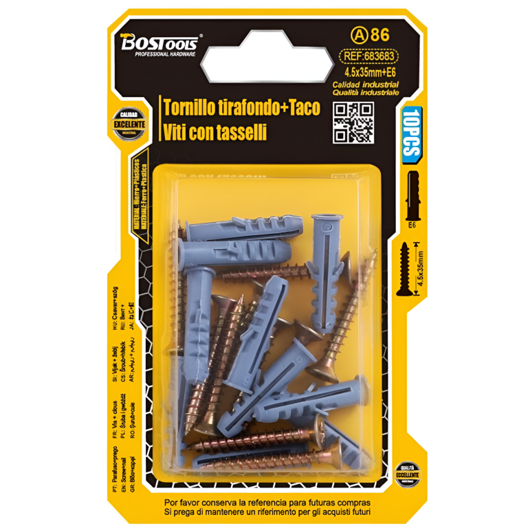 Βίδες με Ούπα 4.5x35mm E6 10τμχ Bostools 683683