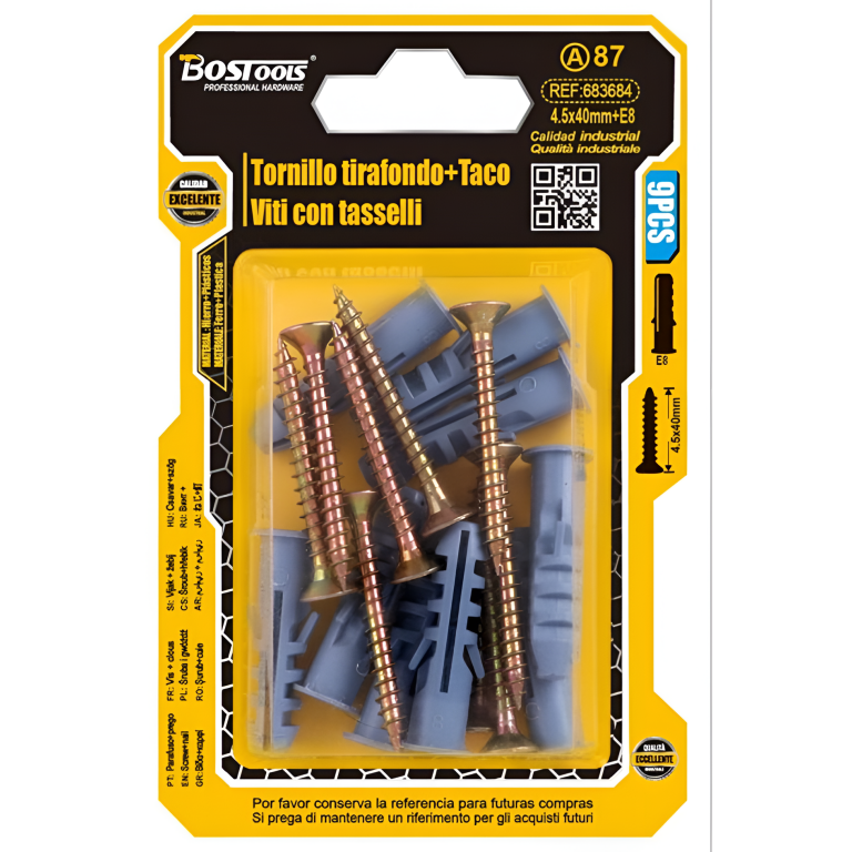 Βίδες με Ούπα 4.5x40mm E8 9τμχ Bostools 683684