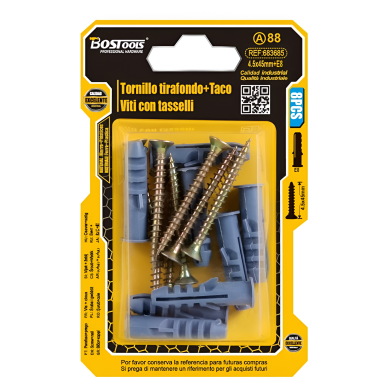 Βίδες με Ούπα 4.5x45mm E8 8τμχ Bostools 683685