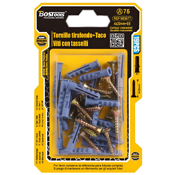 Βίδες με Ούπα 4x20mm E5 19τμχ BosTools 683677