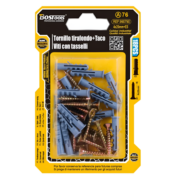 Βίδες με Ούπα 4x25mm E5 Σετ 18τμχ Bostools 990790