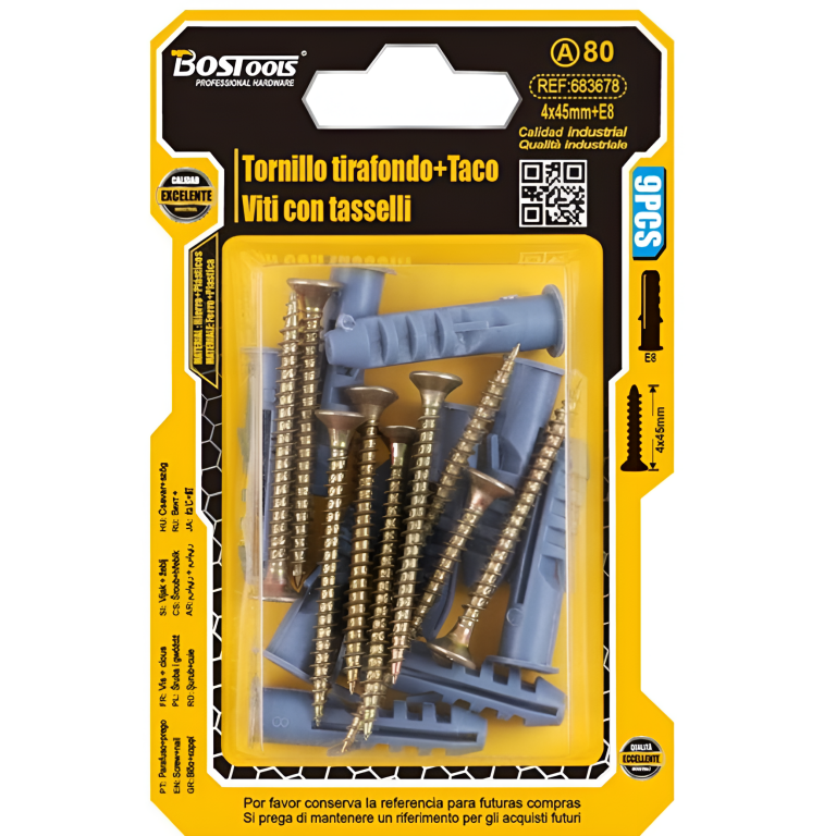 Βίδες με Ούπα 4x45mm E8 9τμχ BosTools 683678