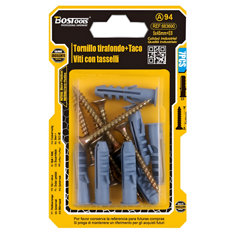 Βίδες με Ούπα 5x45mm E8 7τμχ Bostools 683690