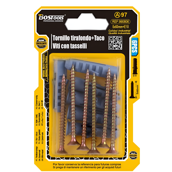 Βίδες με Ούπα 5x60mm E10 Σετ 6τμχ Bostools 990806