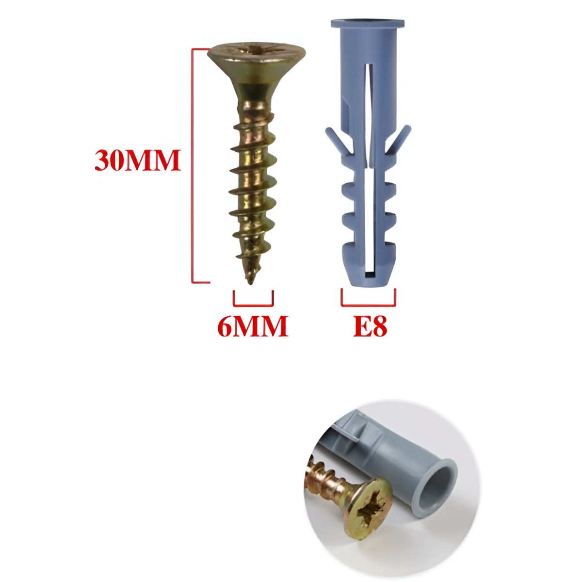 Βίδες με Ούπα 6x30mm E8 6τμχ Bostools 683692