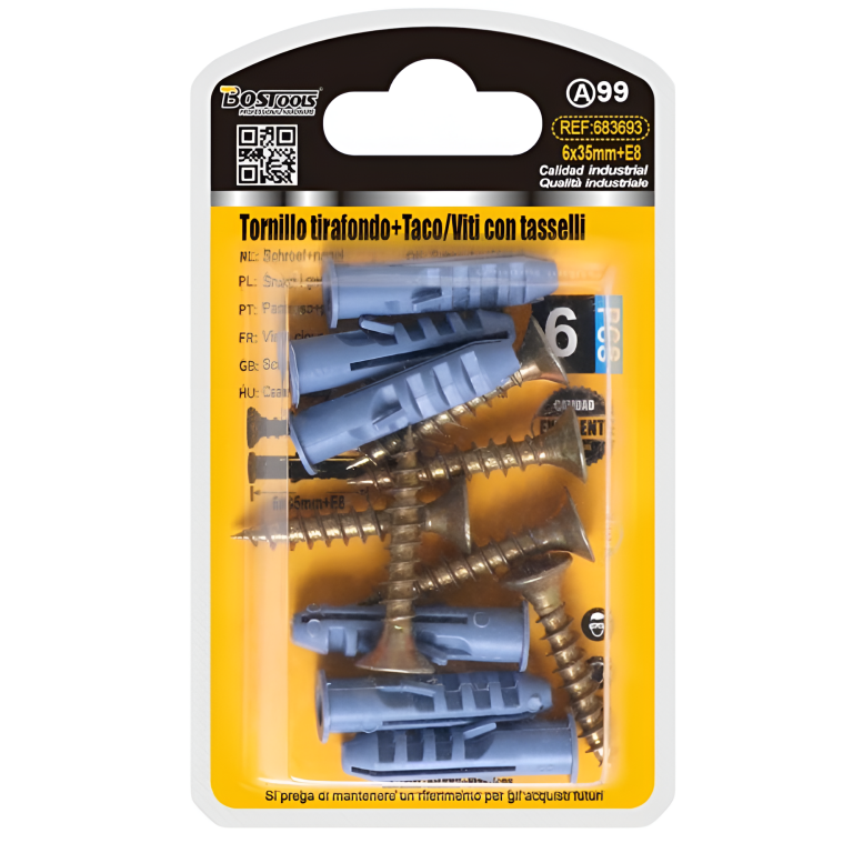 Βίδες με Ούπα 6x35mm E8 6τμχ Bostools 683693