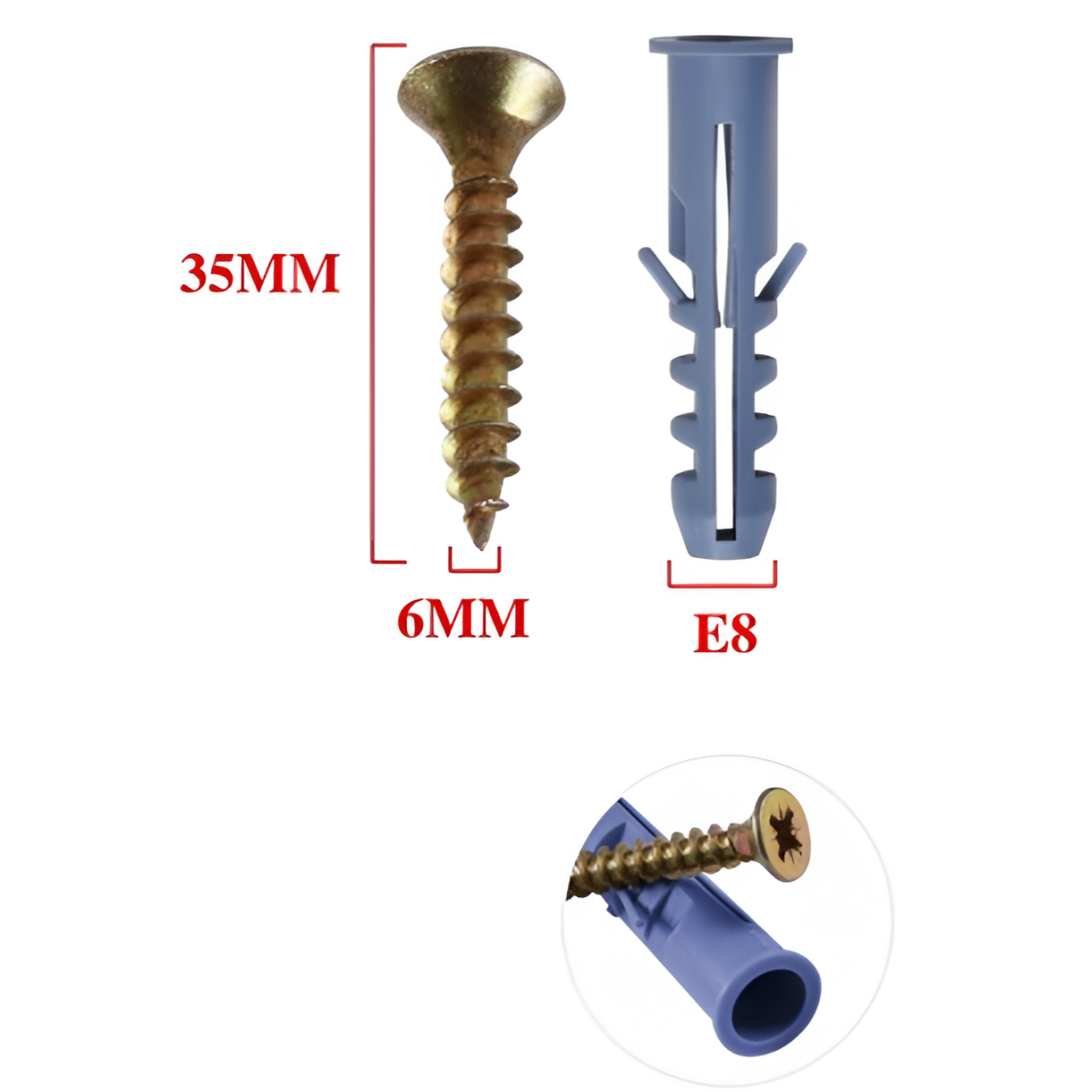 Βίδες με Ούπα 6x35mm E8 6τμχ Bostools 683693