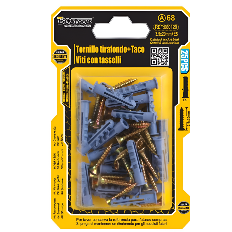 Βίδες3.5x20mm & Ούπα E5 Σετ 25 Τεμαχίων BossTools 680120