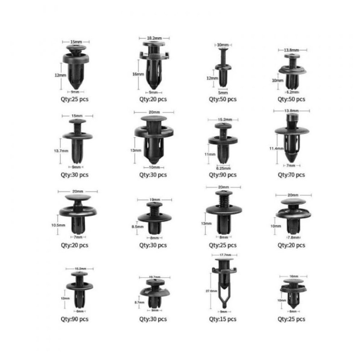 W11973 Κουμπώματα / Κλιπς Συγκράτησης – Push Retainer Clips 620τμχ