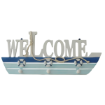 Ξύλινη Κρεμάστρα Τοίχου "Welcome" με Ναυτικό Σχέδιο F23030