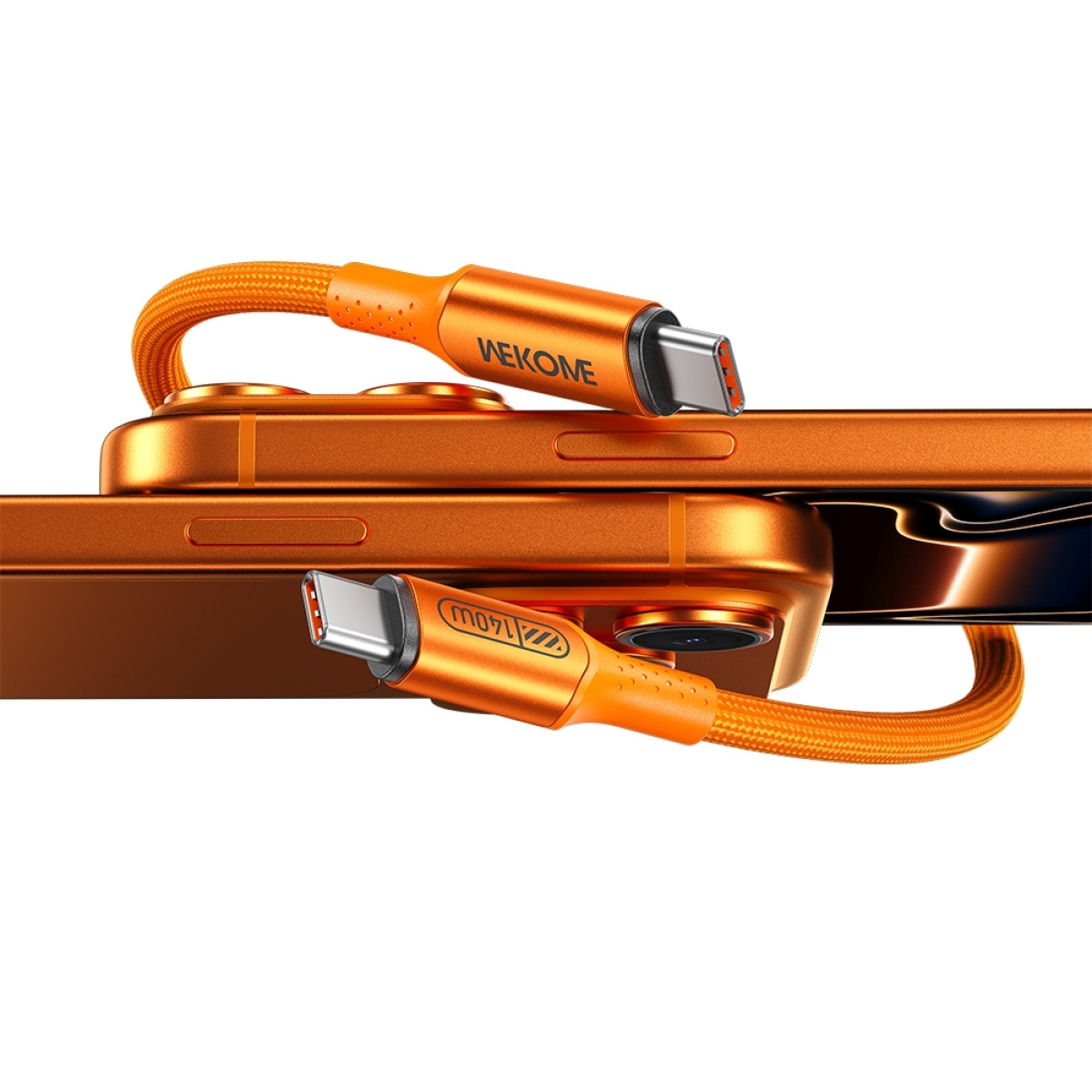 Καλώδιο Φόρτισης WK WDC-C23 USB-C σε USB-C PD 140W 1.2m Πορτοκαλί - Image 2