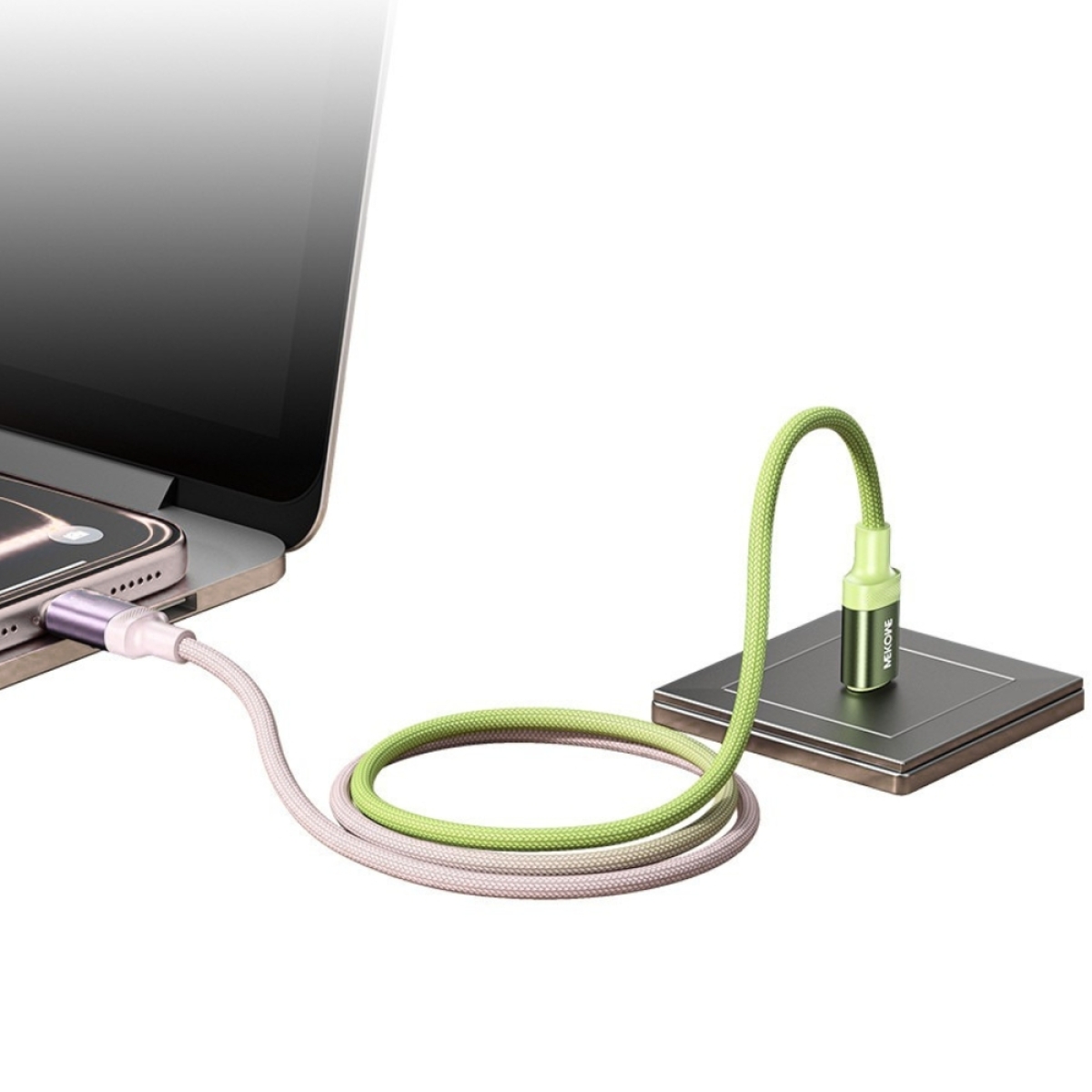 Καλώδιο Φόρτισης WK WDC-C19 USB-C to Lightning PD 35W 1.2m Ροζ-Πράσινο - Image 2