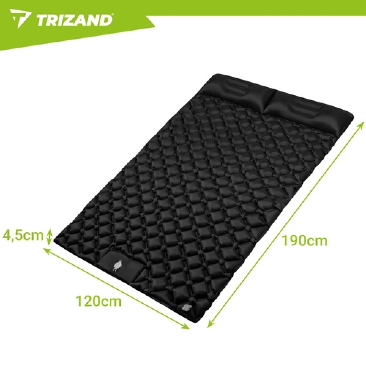 Trizand Αυτοφούσκωτο Διπλό Στρώμα Camping 120x190 cm Μαύρο 00027683 - Image 2