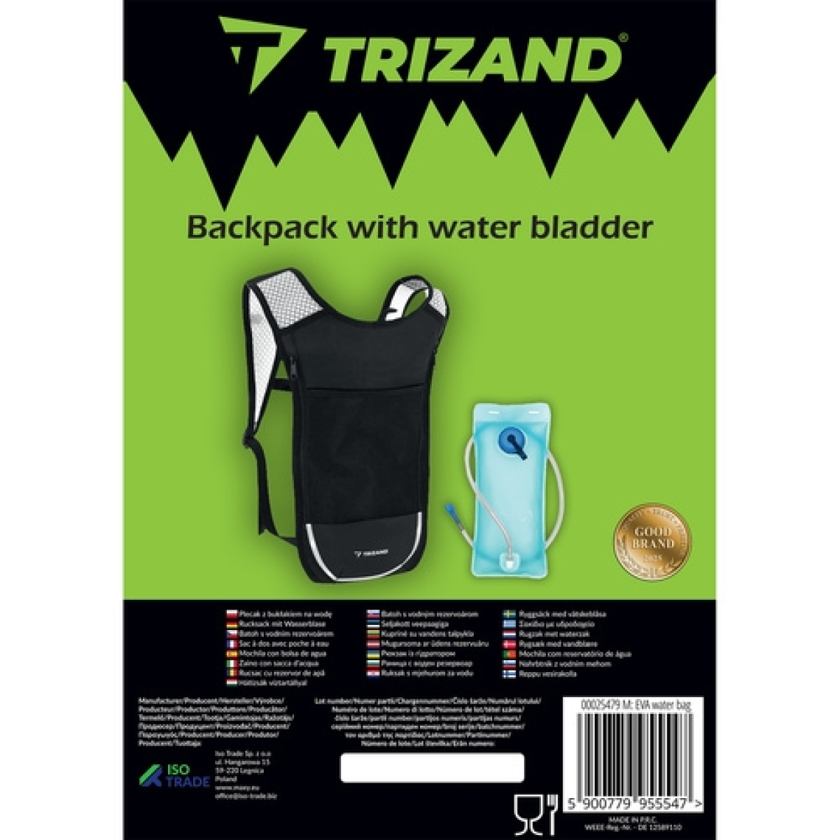 Trizand Σακίδιο Πλάτης με Δοχείο Νερού 2L Μαύρο 00025479 - Image 4