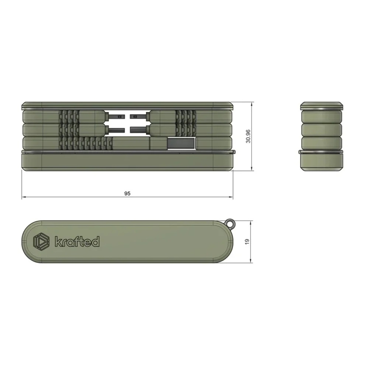 krafted Connex Cable Adaptor Hub Charcoal Grey - Image 3
